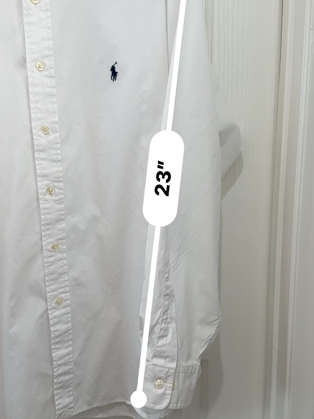 Ralph Lauren White Button-Down Oxford Shirt with Navy Pony - Classic Fit - Picture 8 of 8